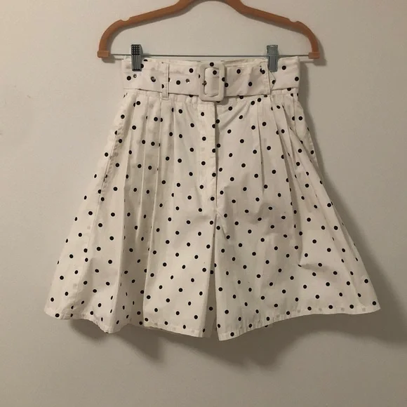 Vintage White Polka Dot High-Waisted Shorts - Picture 1 of 5
